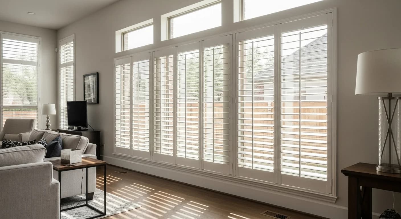 Beautiful plantation shutters in modern Houston home